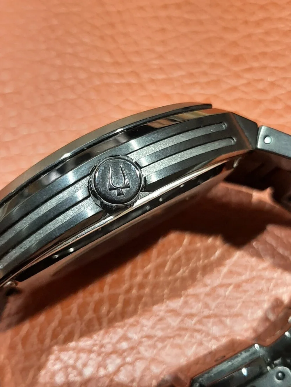 Bulova Maquina 98A320 Automatic Watch Men Black Stainless Steel Skeleton Rainbow
